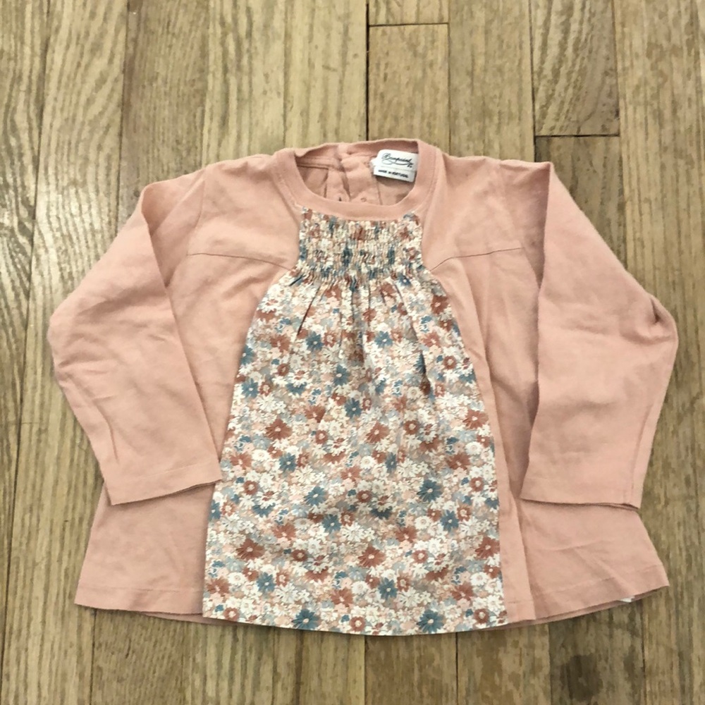 Bonpoint Pink Long Sleeve Floral Tee